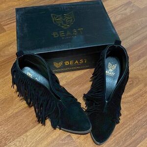 Fringe Black Ankle Boots